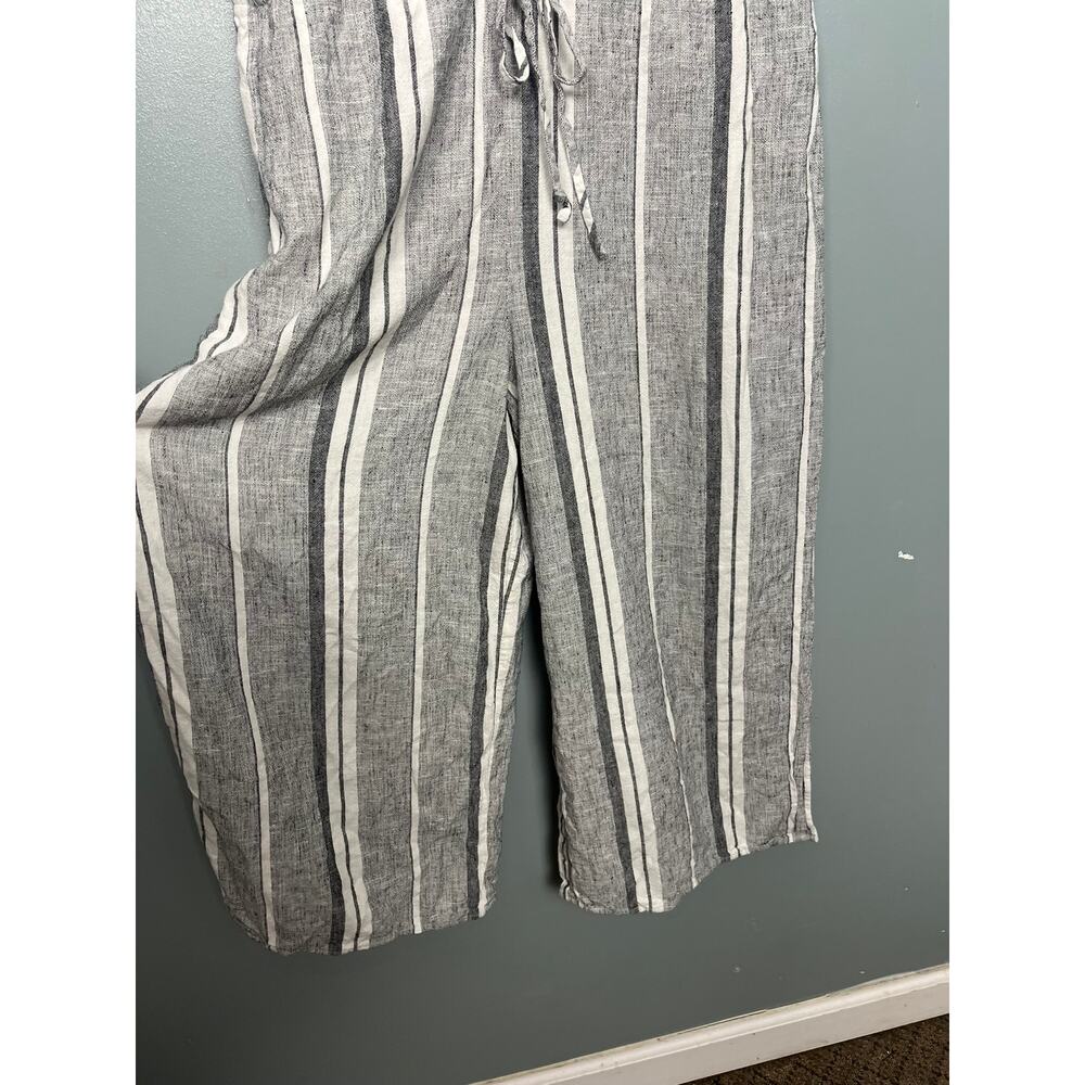 Cloth & Stone Linen Blend Jumpsuit Navy Striped Cropped Coastal Women's Size M - Picture 9 of 9